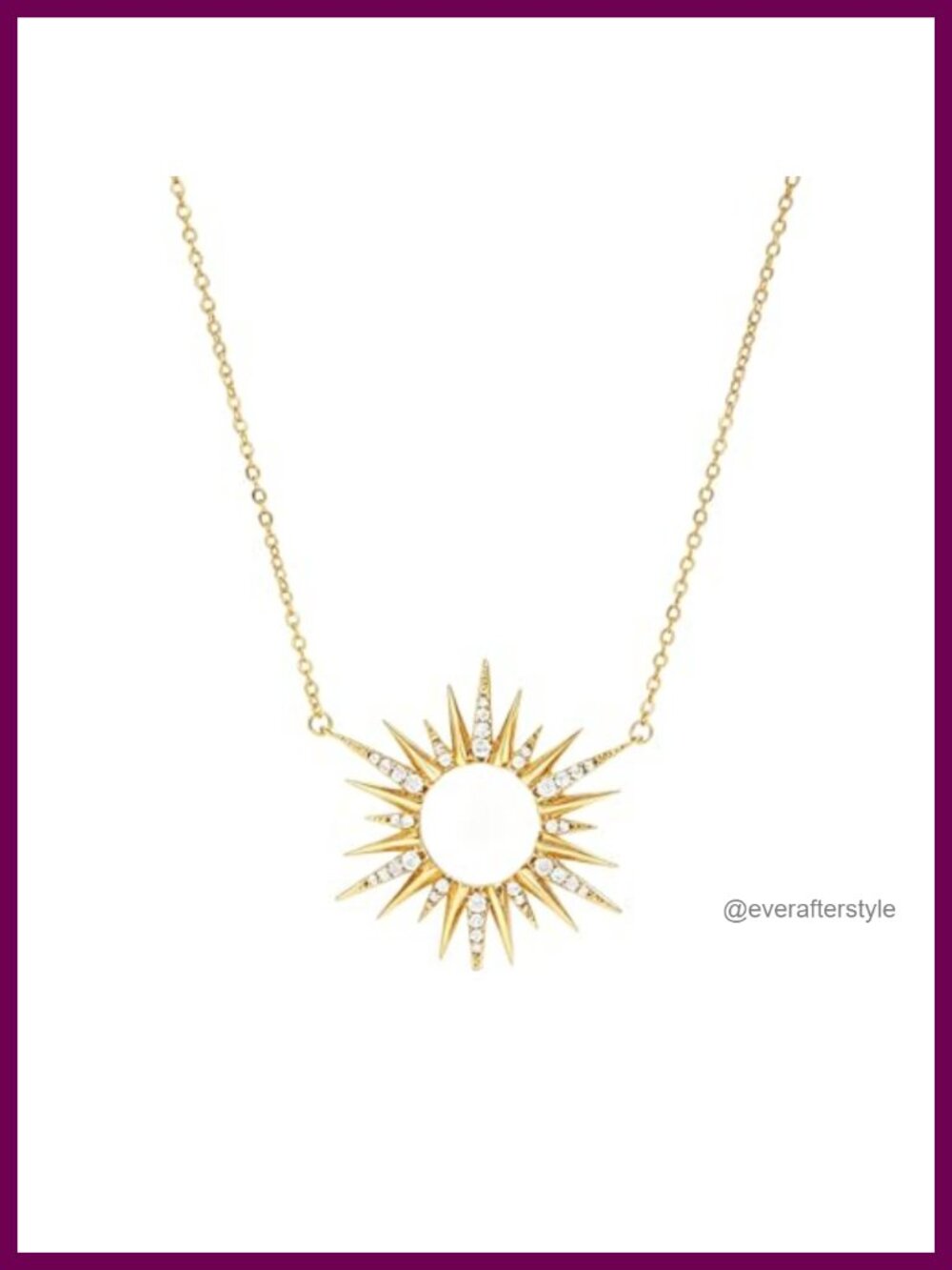 Dainty Gold Plated Sunburst Pendant Necklace Adjustable Stainless Steel Chain
